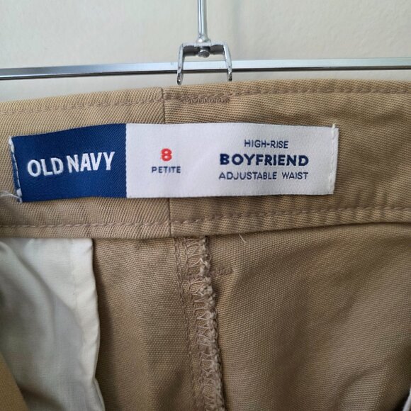 OLD NAVY Cropped Boyfriend Pants | 8 Petite | Adjustable Waist High Rise NWT - Picture 8 of 9